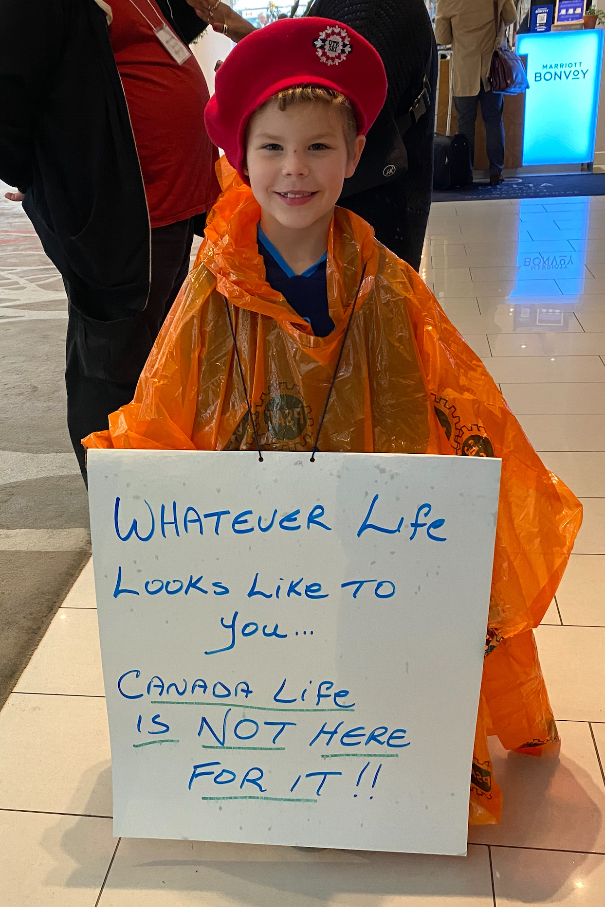 child with sign