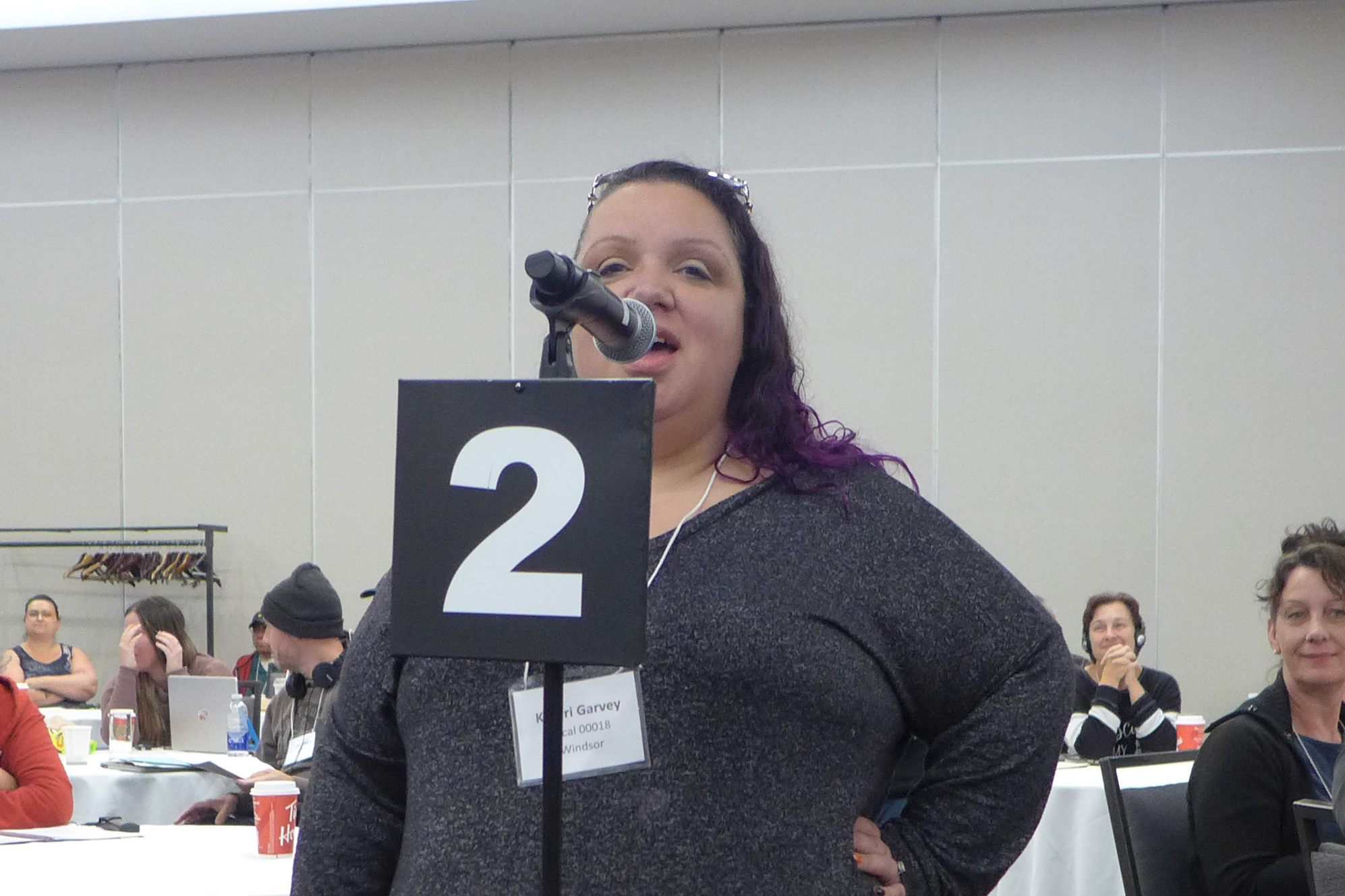 Participant at a microphone