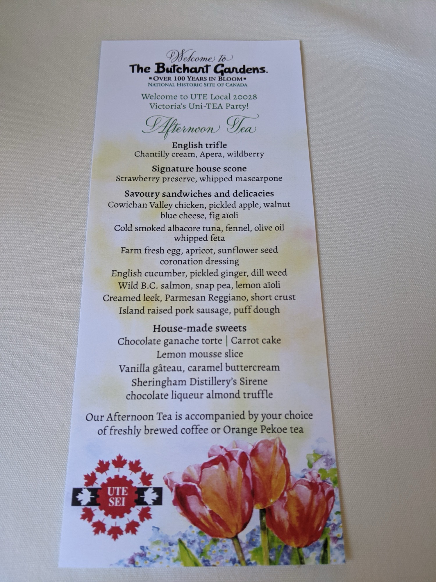 high tea menu