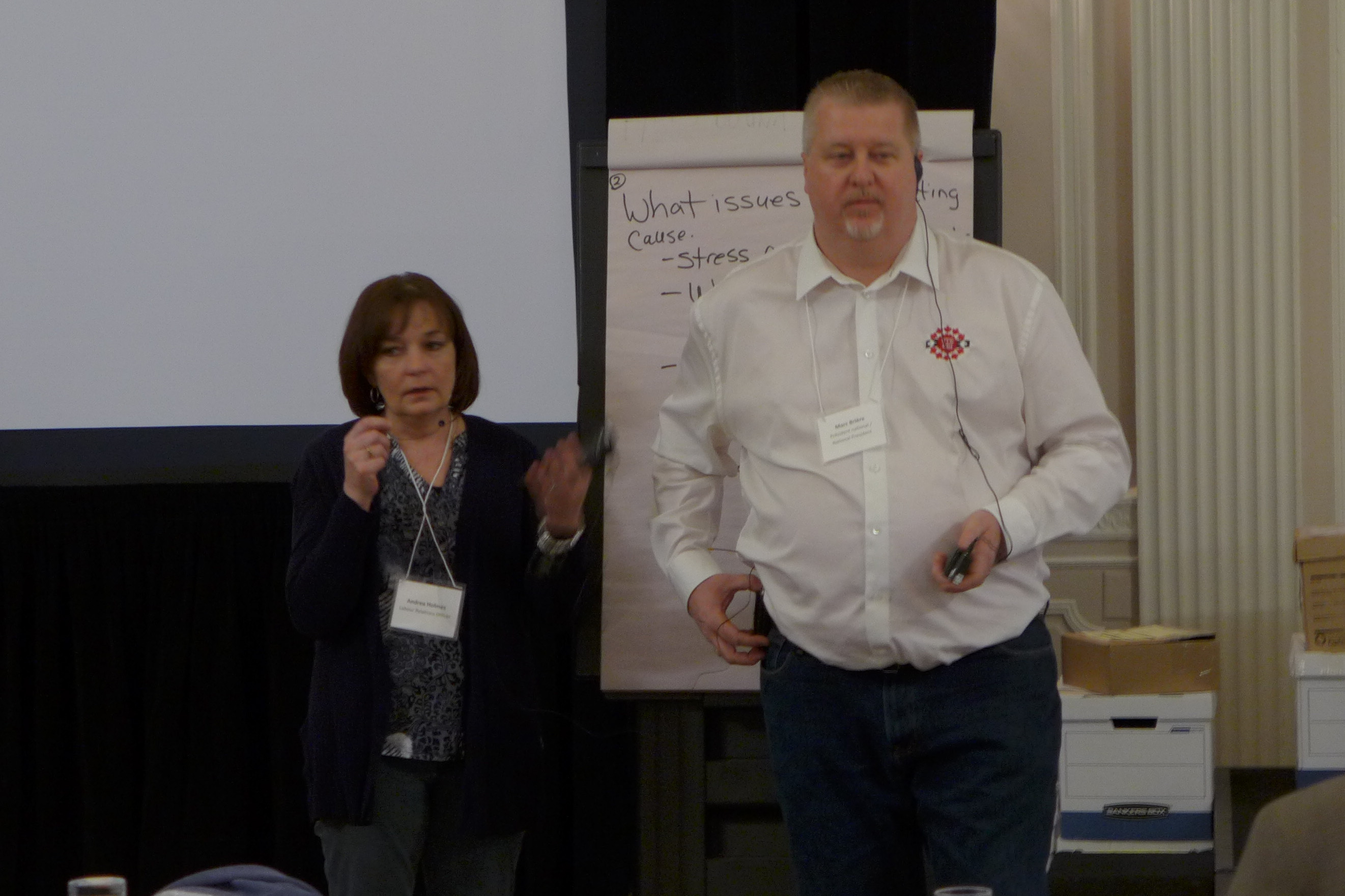 Andrea Holmes, Labour Relations Officer and Marc Brière, National President