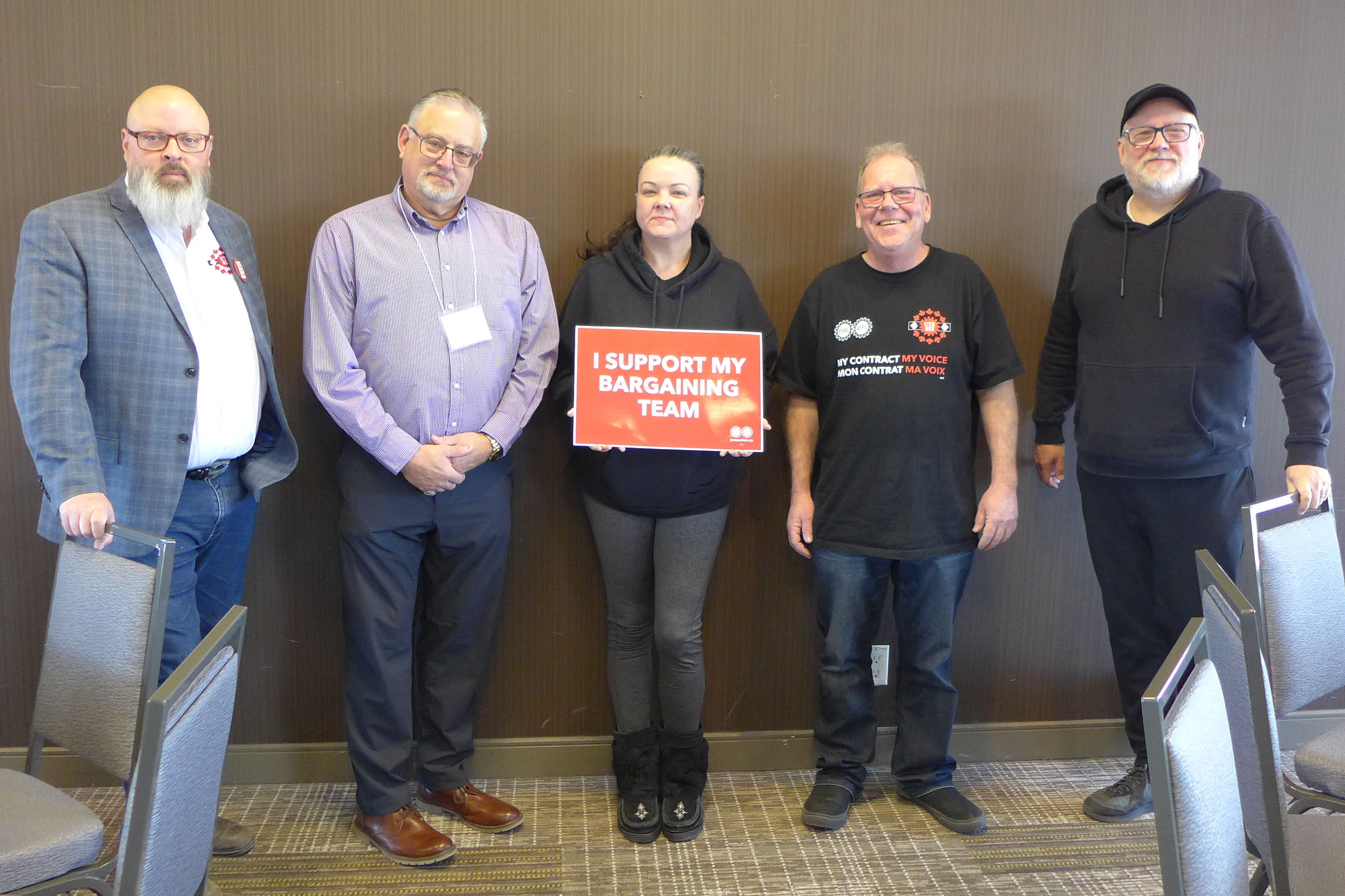Bargaining team members: Adam Jackson, Brian Oldford, Andria Cullen, David Lanthier, Jamie vanSydenborgh
