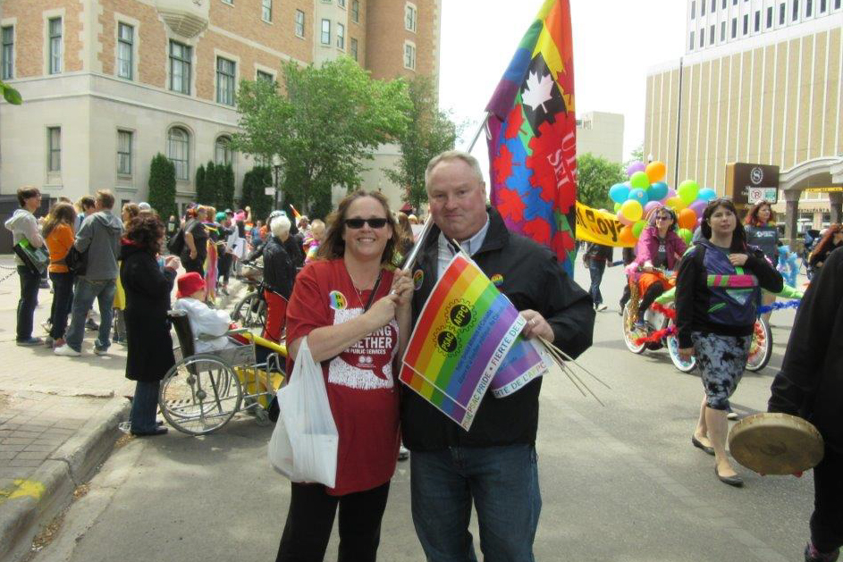 Nancy Johnson, President Local 40023 with Jim Austin, UTE member and representative on workplace diversity committee