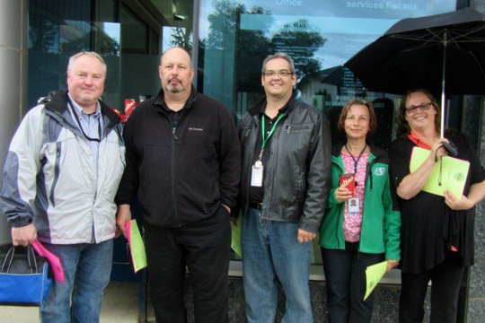 Jim Austin, Ken Bzdel (Local 2nd VP), Robert Montague, Mary Ball and Nancy Johnson (Local President)
