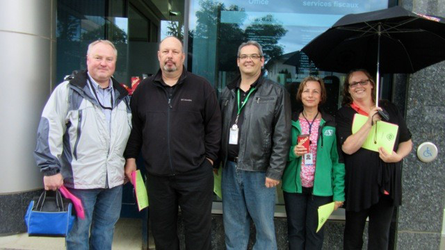 Jim Austin, Ken Bzdel (Local 2nd VP), Robert Montague, Mary Ball and Nancy Johnson (Local President)