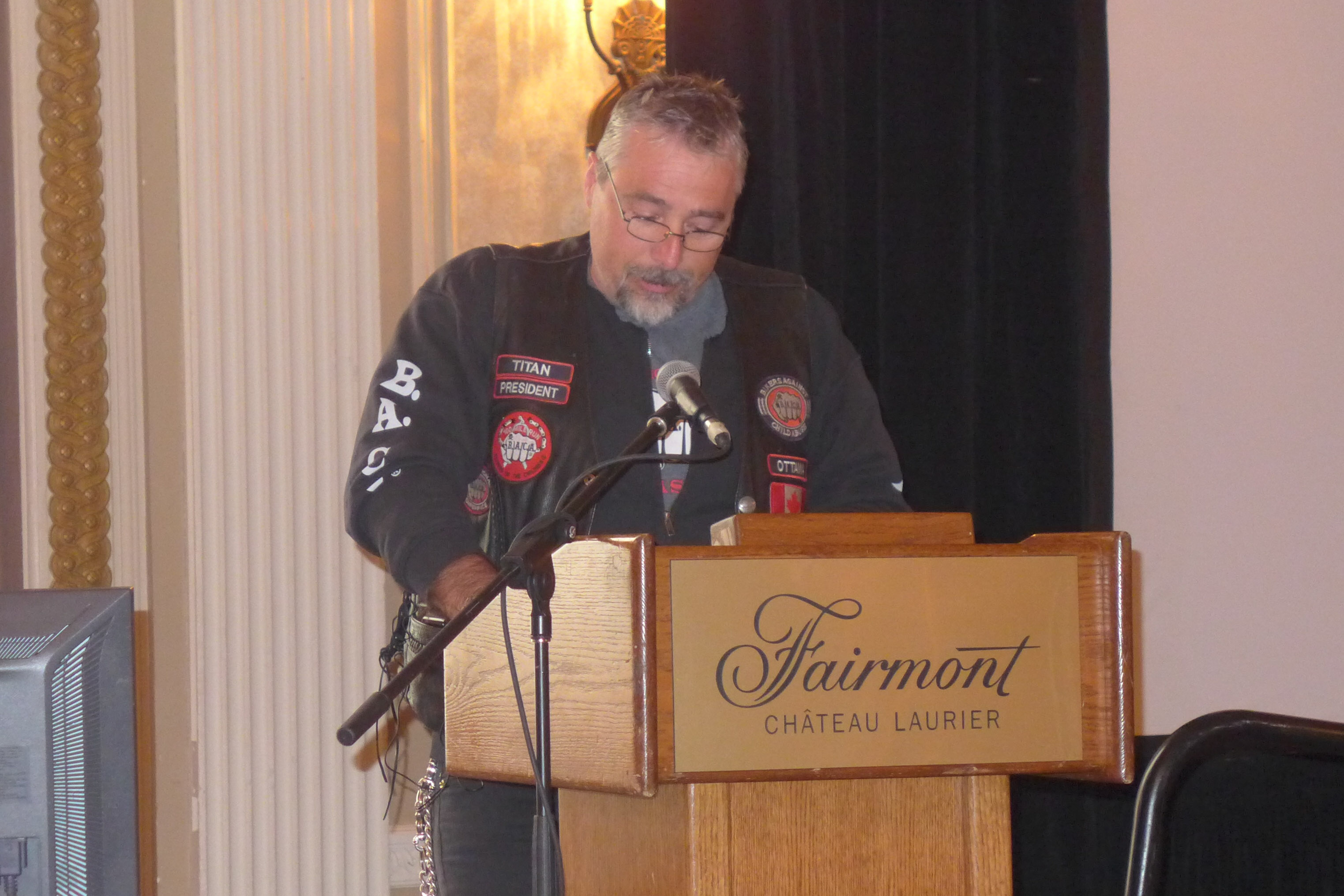 Titan, President of the Ottawa Chapter and the Ontario Provincial President of B.A.C.A . (Bikers Against Child Abuse)