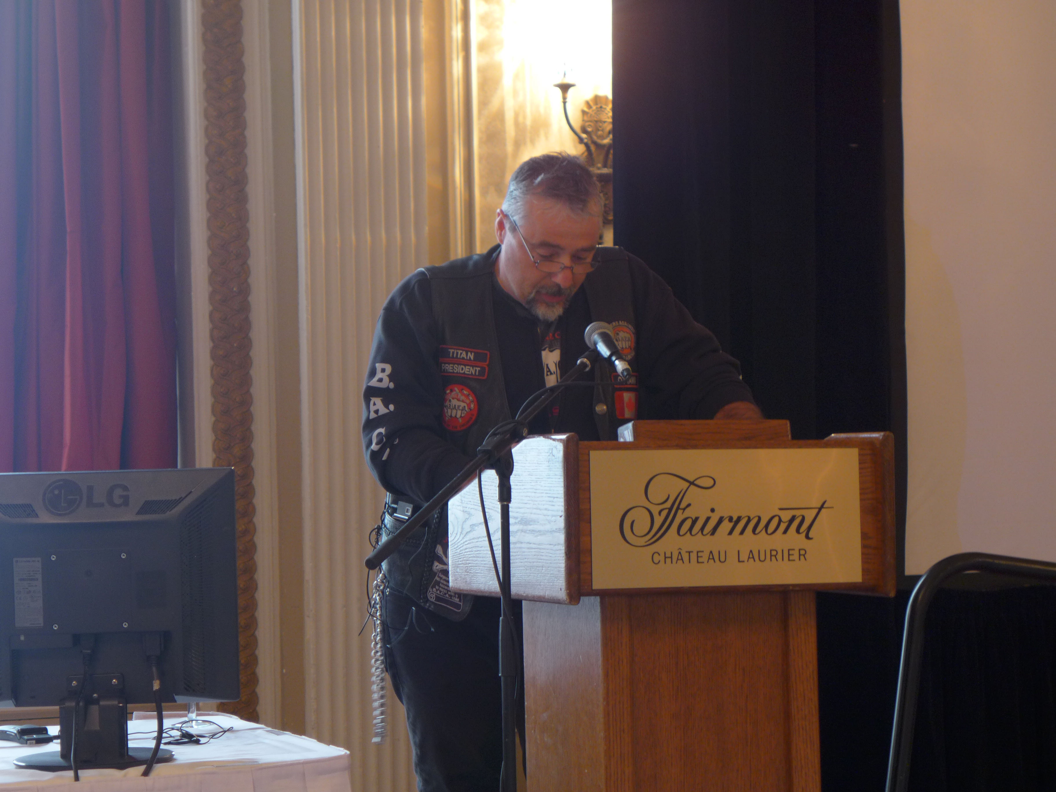 Titan, President of the Ottawa Chapter and the Ontario Provincial President of B.A.C.A . (Bikers Against Child Abuse)