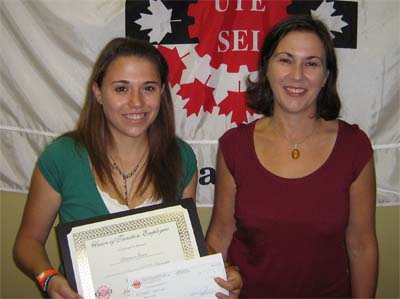 Rhiannon Evans avec sa mère Janice Evans