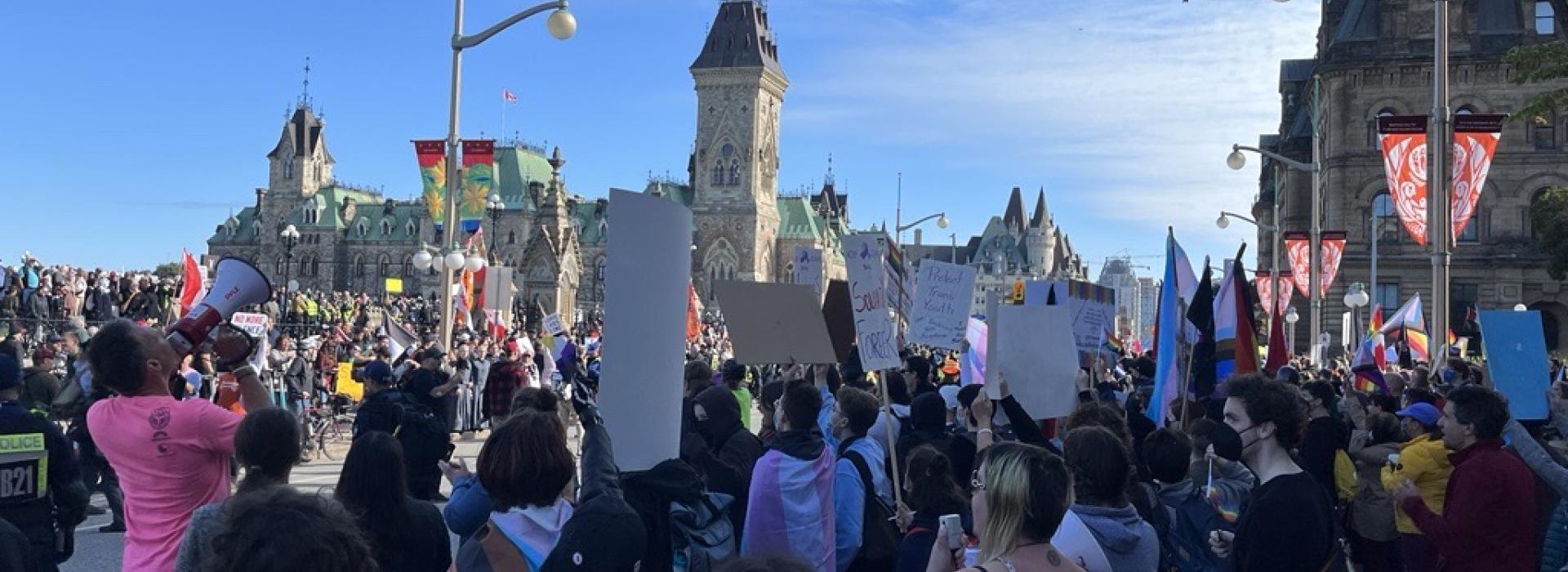 counter LGBTQ2+ rally