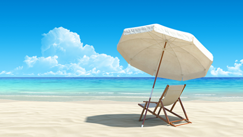 chair and umbrella at the beach